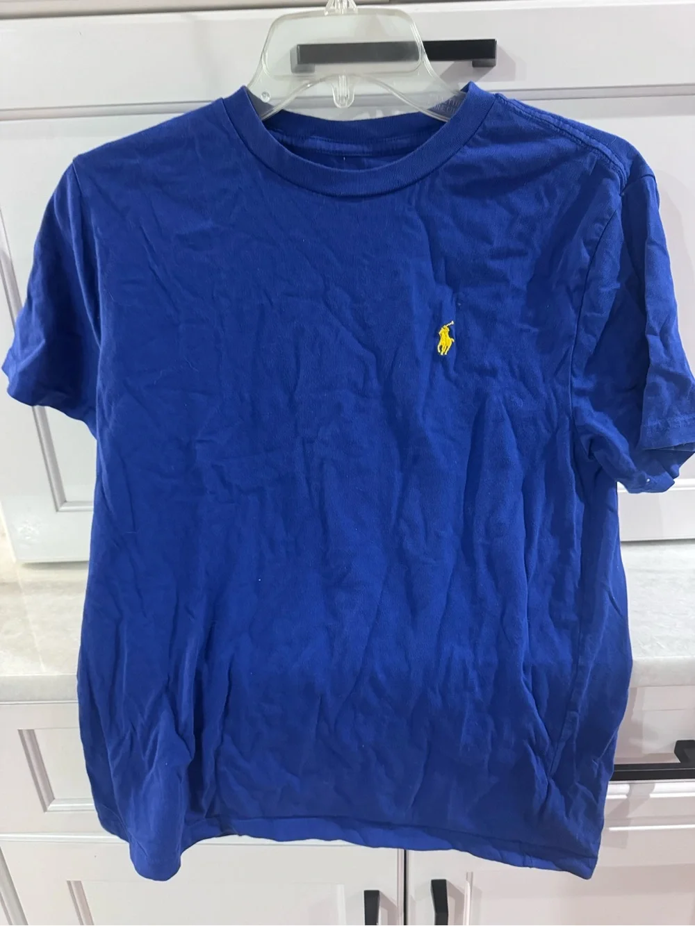 Ralph Lauren Blue Crewneck Tee with Yellow Polo Pony